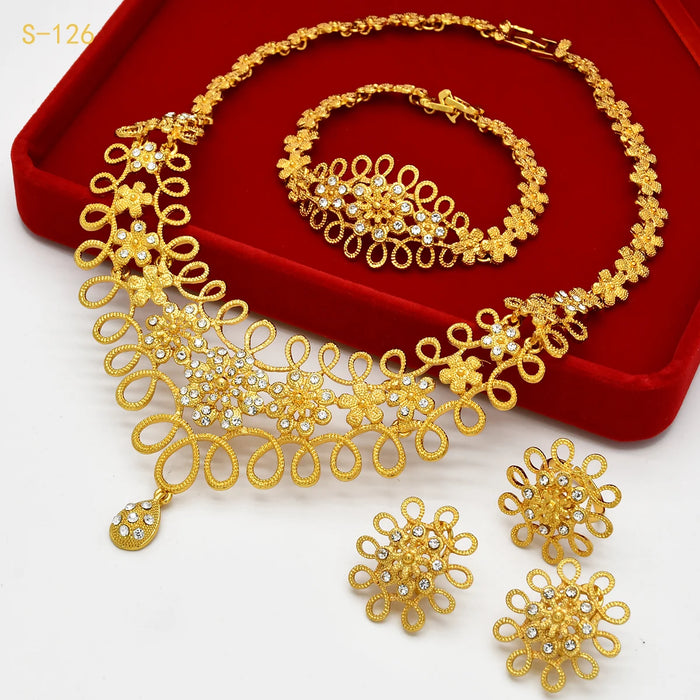 Gold-Tone Floral Jewellery Sets | Five Designs | Braviixx