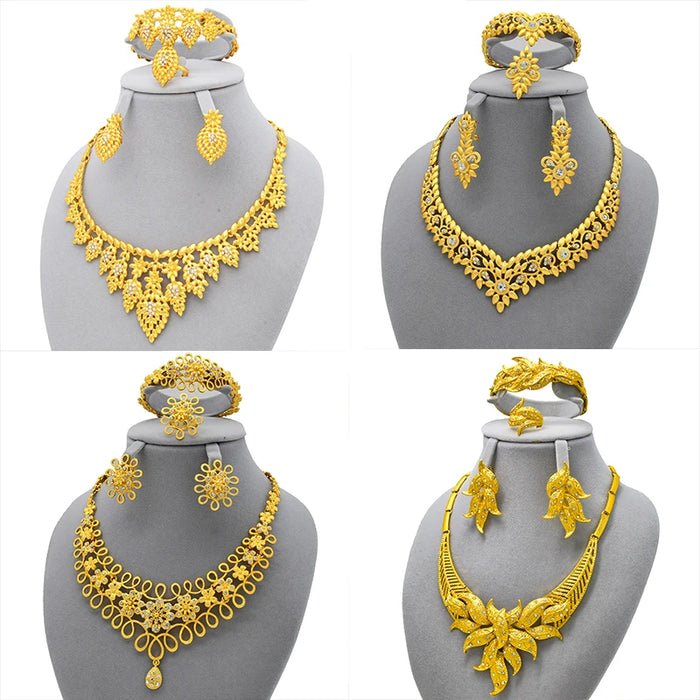 Gold-Tone Floral Jewellery Sets | Five Designs | Braviixx
