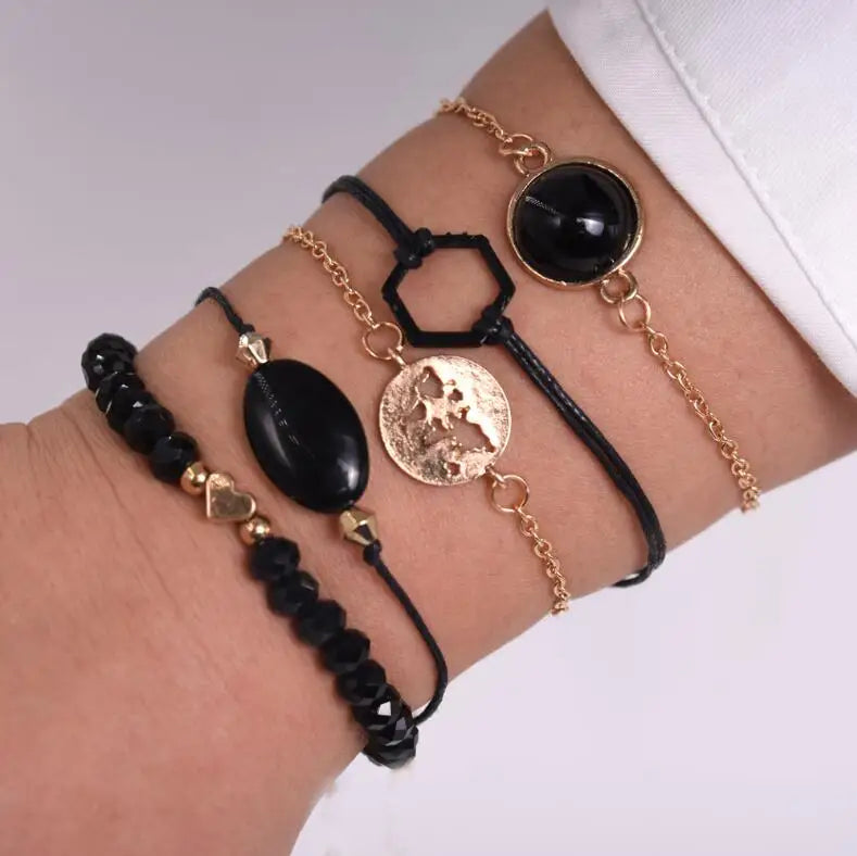 Bohemian Multilayer Crystal Charm Bracelet Set | Boho Stone Bead Stacking Bangles | Animal & Nature Designs | Braviixx