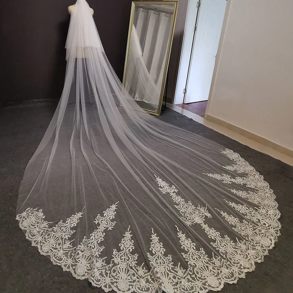 Long Bridal Veil | Two-Tier Blusher with Comb | Braviixx