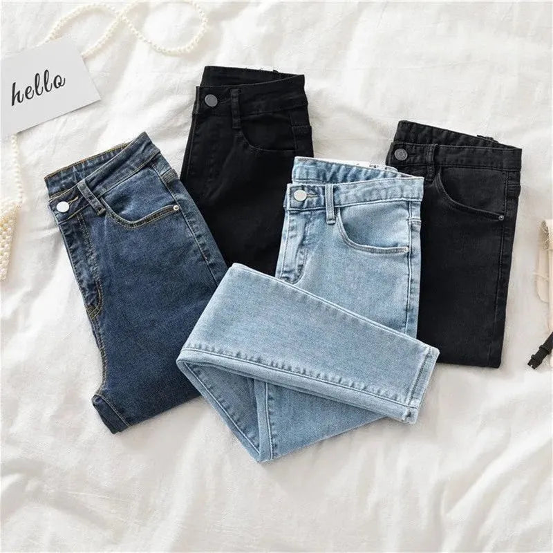 2024 New Jeans Female Denim Pants Black Color Womens Jeans Woman Stretch Bottoms Skinny Pants For Women Trousers 38