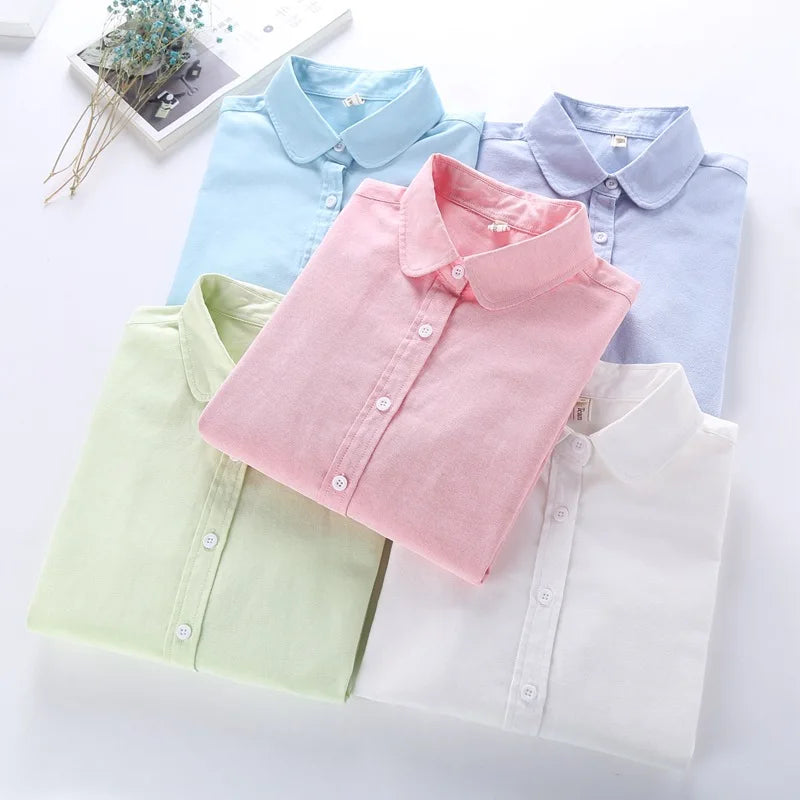 Women Blouse 2026 New Casual BRAND Long Sleeved Cotton Oxford White Shirt Woman Office Shirts Excellent Quality Blusas Lady