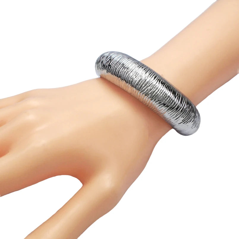 Punk Rough Surface Metal Bangles Bracelets Women Fashion Charm Geometric Statement Cuff Bracelets Jewelry Gift UKEN