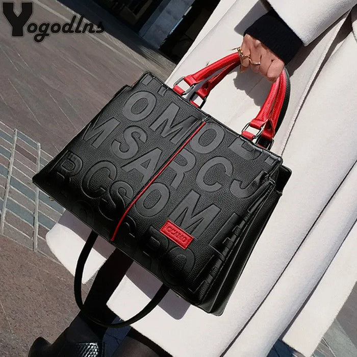 Women's PU Top-Handle Handbag | Letter & Check Styles | Braviixx