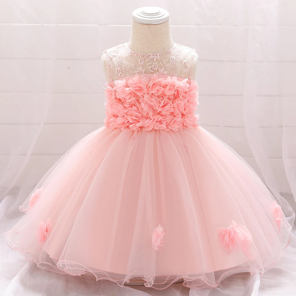 Baby Girls Floral Princess Party Dress | Lace Ball Gown | 3–24M | Braviixx