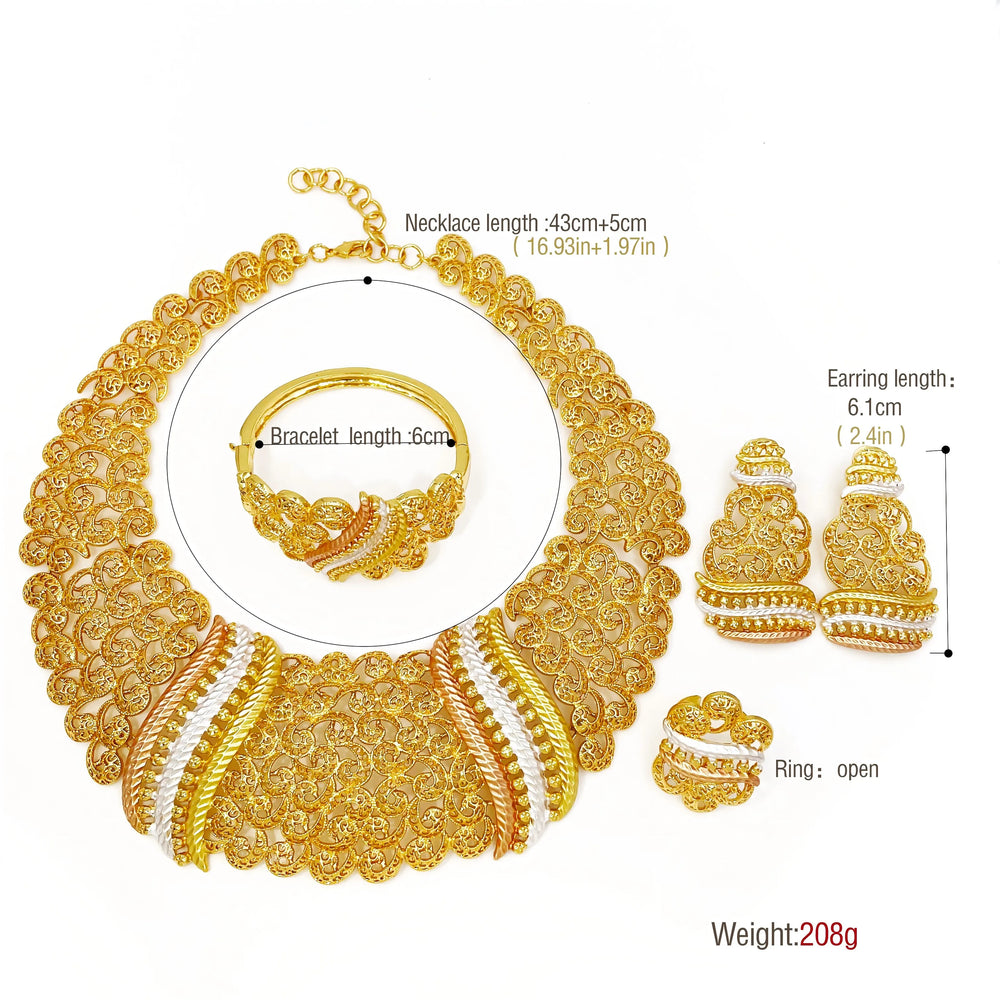 Four-Piece Necklace, Earrings, Bracelet & Ring Set | Braviixx