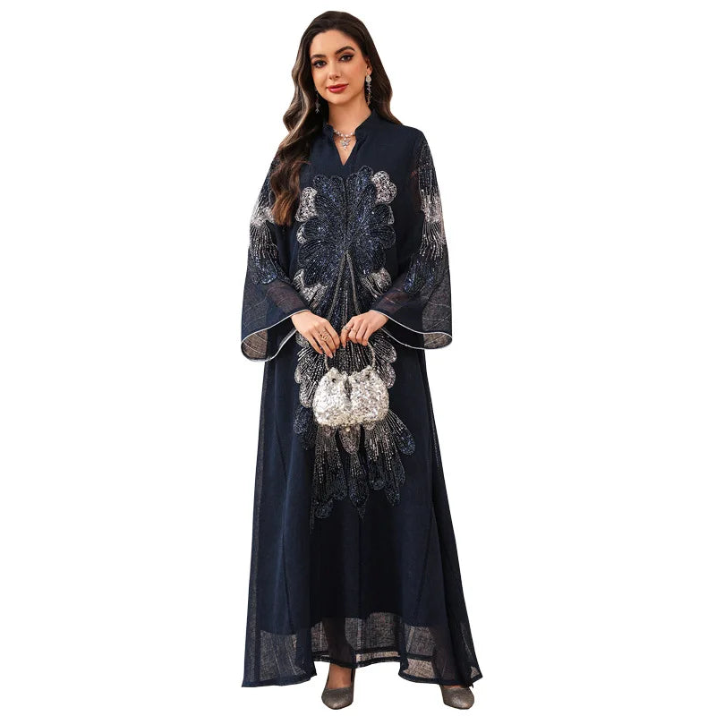 Sequin Embellished Abaya Dress | Long Sleeve Occasion Wear | Braviixx