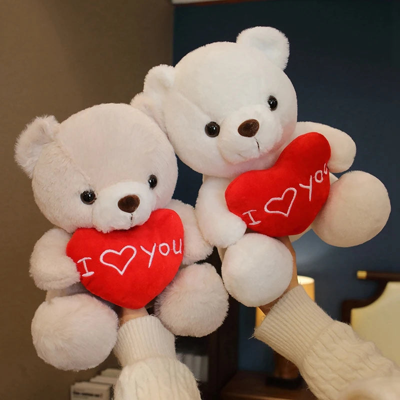 28cm Teddy Bear Holding Heart | I Love You Plush Gift | Braviixx