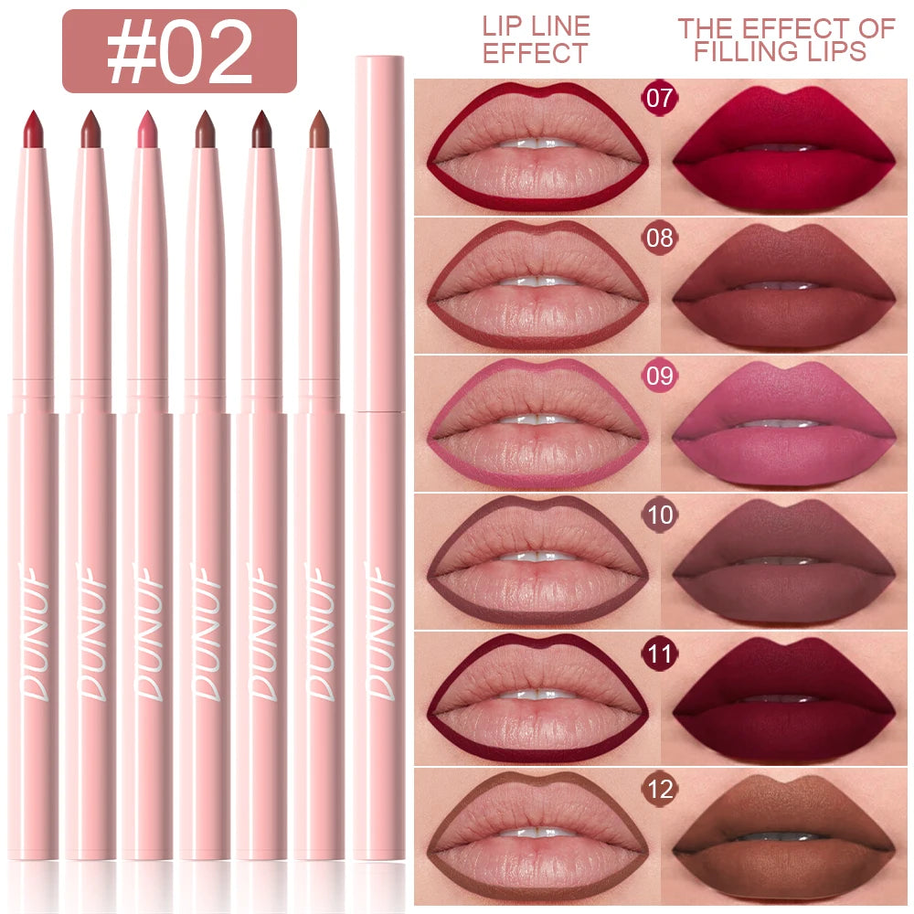 6-Piece Waterproof Long-Lasting Lip Liner Pen Set