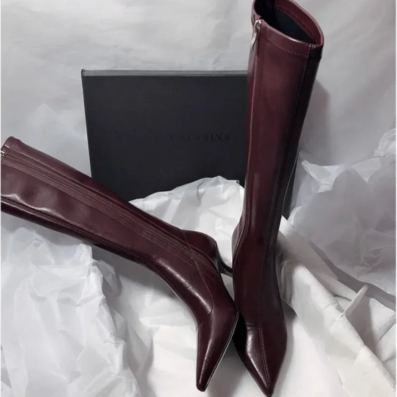 Women's Pointed-Toe Knee-High Boots | Sculpted Heel | Braviixx