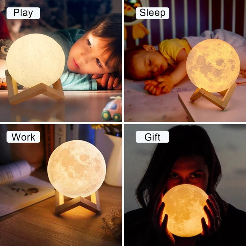 Moon LED Night Light | Battery Powered with Stand | Braviixx