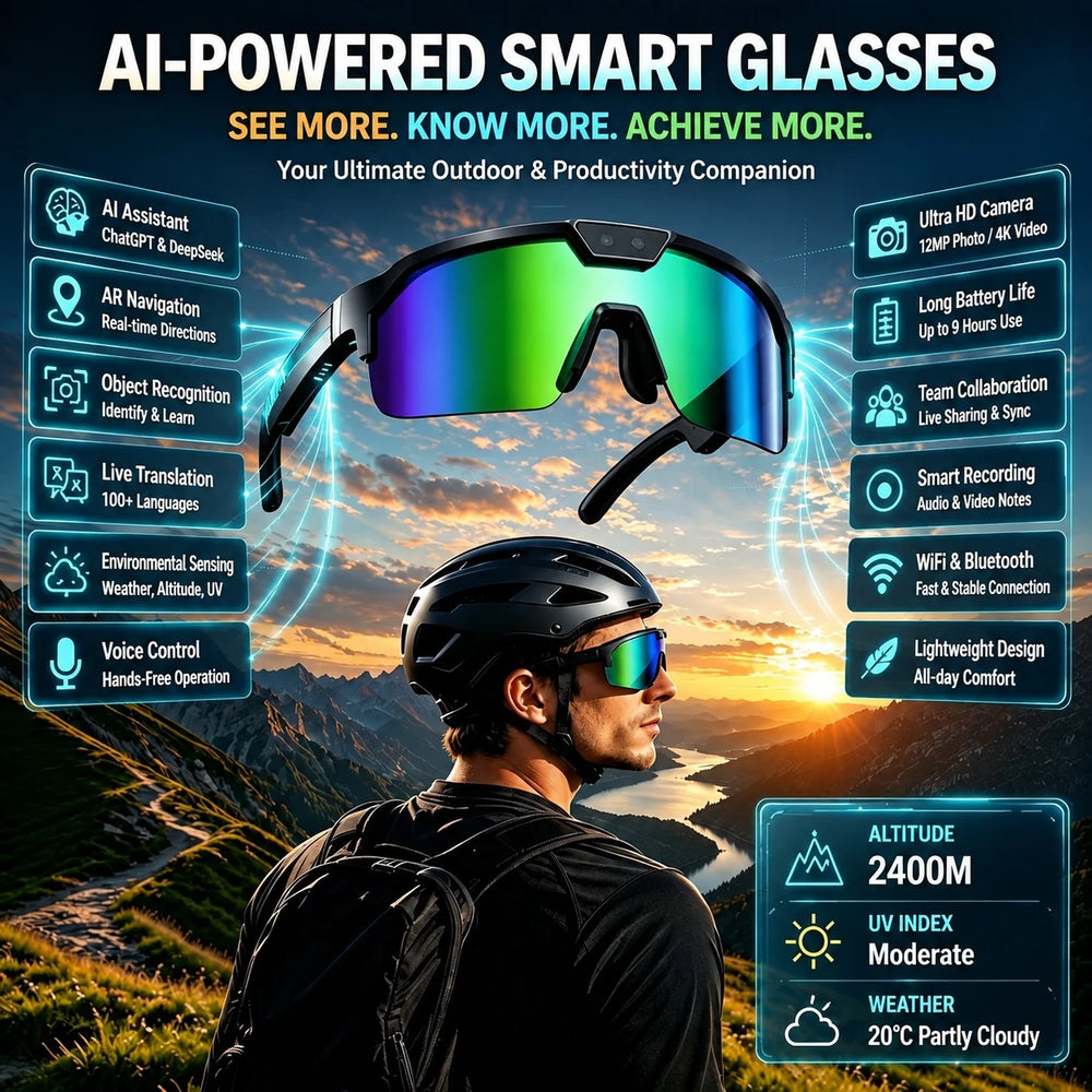 Camera Smart Glasses with Bluetooth Audio & Translation | Braviixx