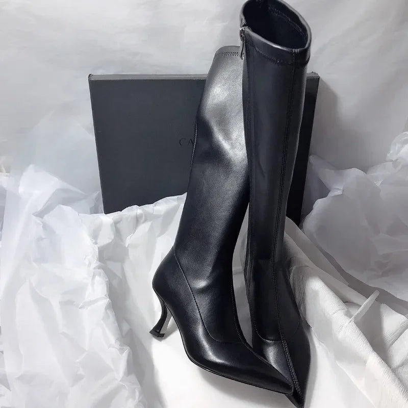 Women's Pointed-Toe Knee-High Boots | Sculpted Heel | Braviixx