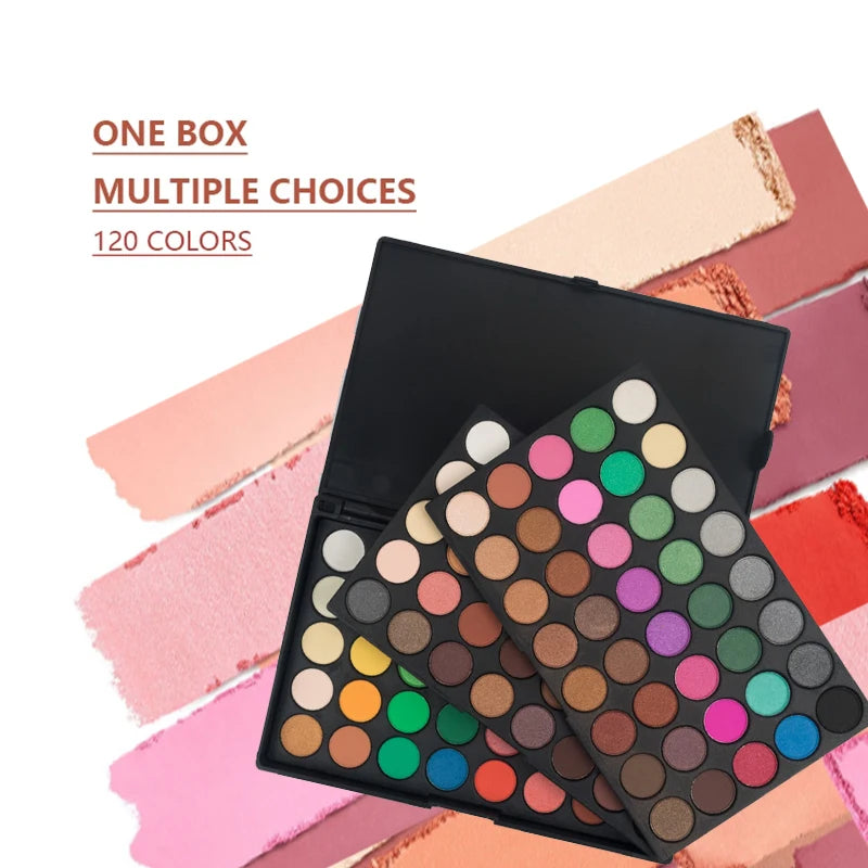 120 Color Eye Makeup,3-in-1 Eyeshadow Palette,Matte Shimmer Highly Pigmented Long Lasting Waterproof Eye Shadow for Festival
