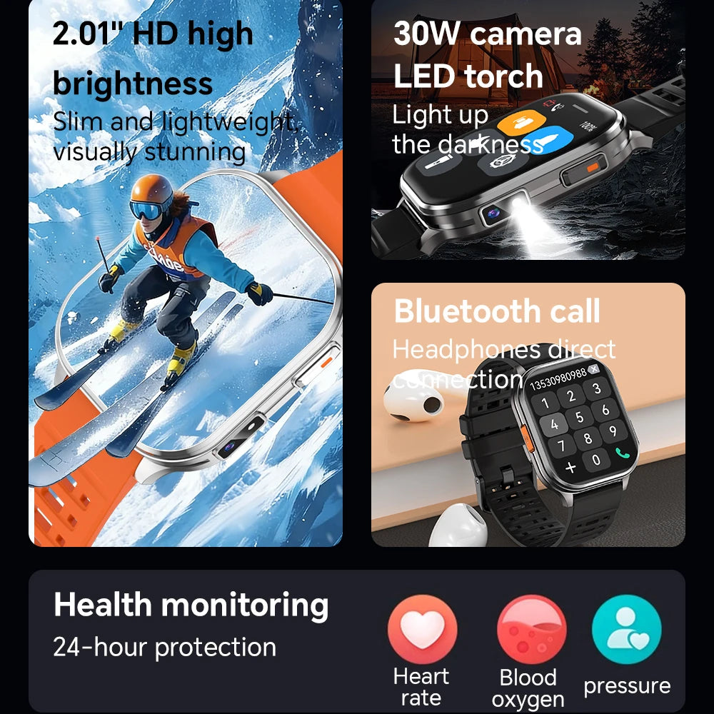 Camera Smartwatch | Bluetooth Calls & LED Flashlight | Braviixx