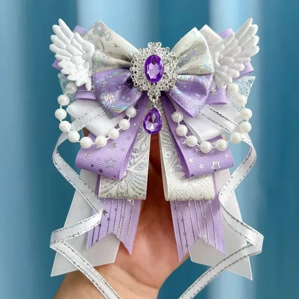 Handmade Crystal Pearl Angel Wing Bow Bag Charm