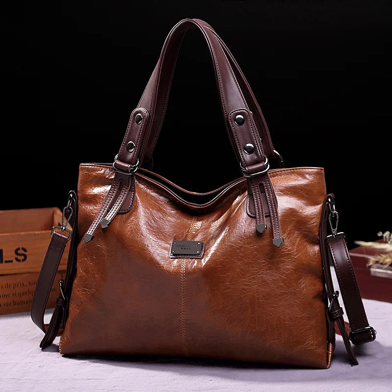 New Fashion Casual Tote Bag Women Handbags Soft Leather Shoulder Bags For 2023 Ladies Vintage Big Capacity Crossbody Hand Bag
