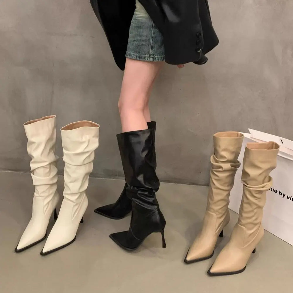 Knee-High Boots | Slouch Shaft & Stiletto Heel | Braviixx