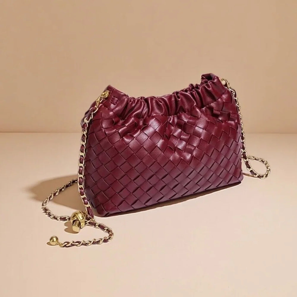 Women's Woven Crossbody Bag | Chain Strap | Braviixx
