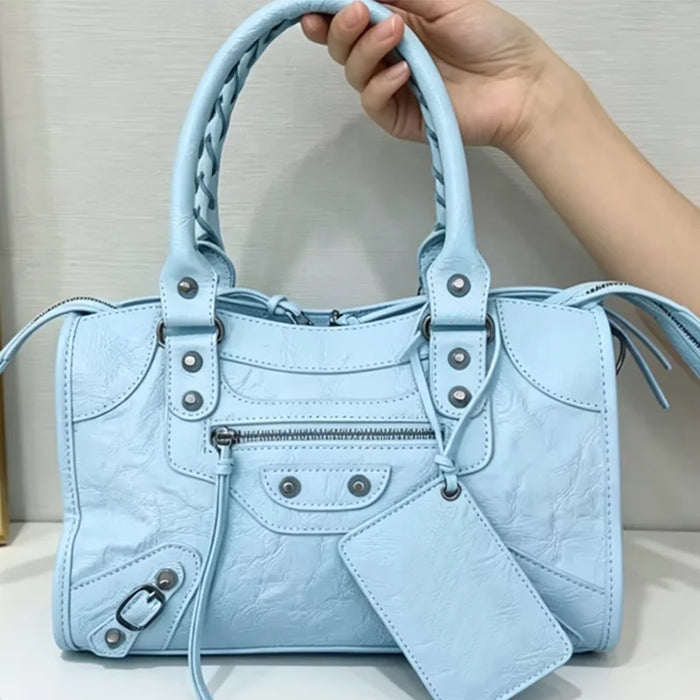 Motorcycle-Style Handbag | Braided Handles & Zip Detail | Braviixx