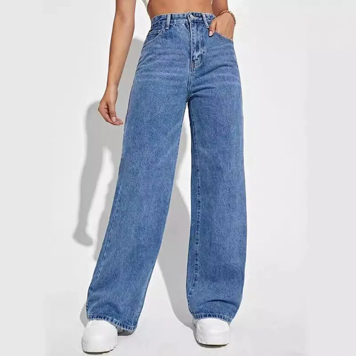 Women's High Waist Wide Leg Jeans · Medium Blue · XS–XXL