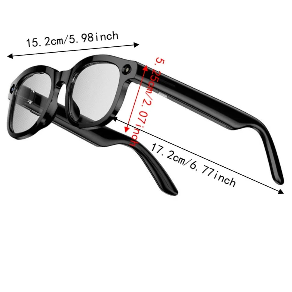 AI Smart Glasses with 8MP Camera | Real-Time Translation, 1080p Video Recording, Bluetooth Music & Anti-Blue Light | Braviixx