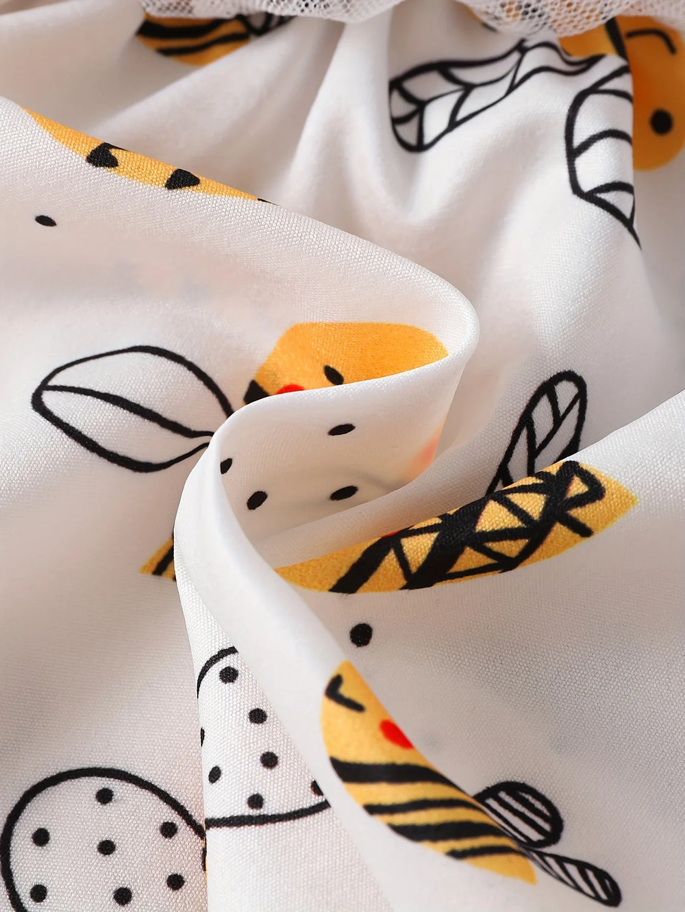 Baby Girls' Bee Print Tulle Dress | Puff-Sleeve Cartoon Dress | 1–18M | Braviixx