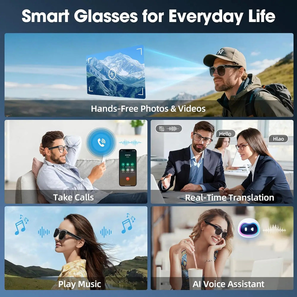 8MP AI Camera Smart Glasses with Bluetooth Audio | Braviixx