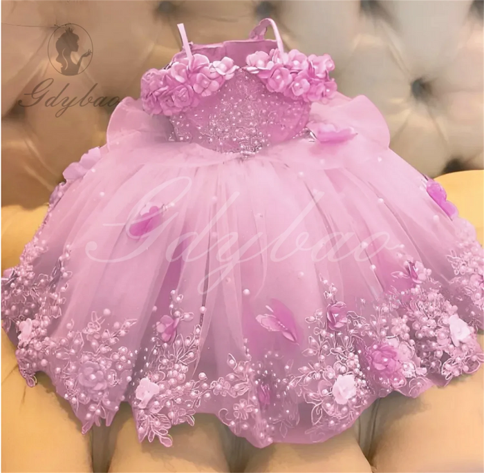 Girls' Lace Flower Girl Ball Gown | Sleeveless Party Dress | 3M–Child 14 | Braviixx