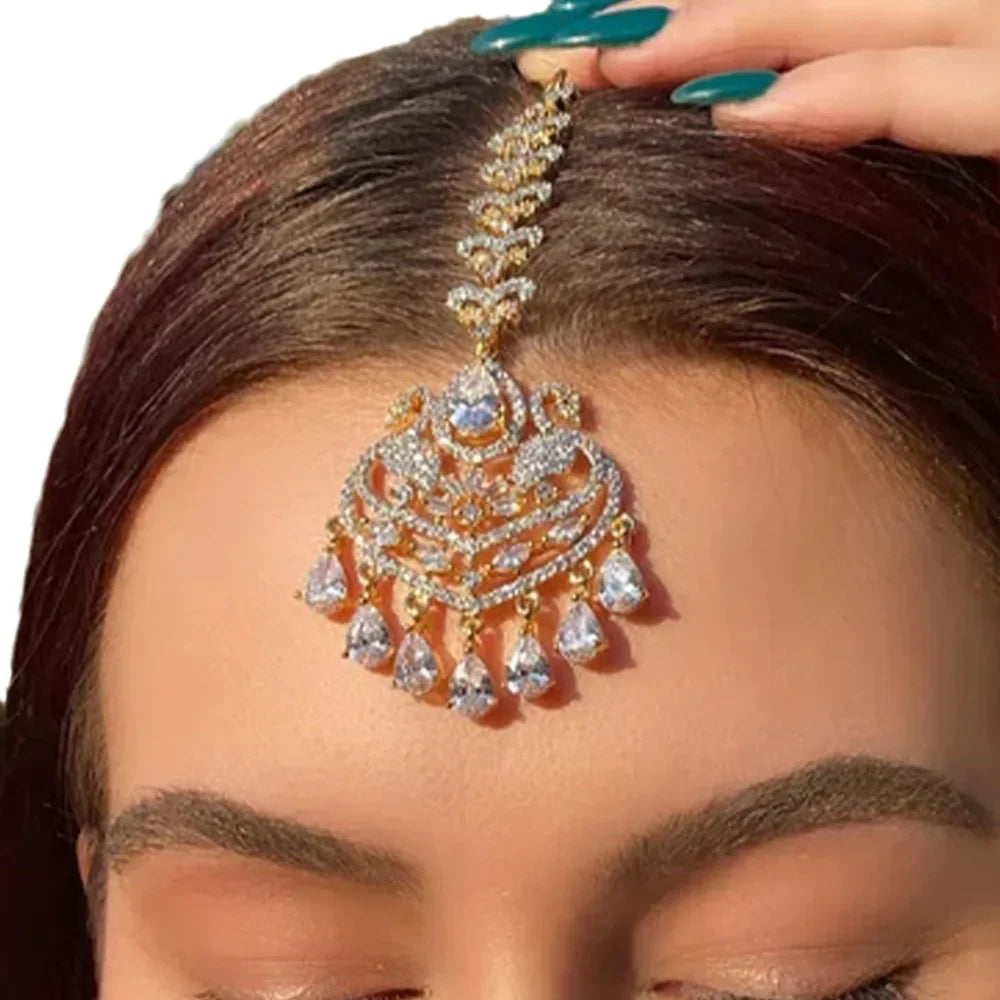 Rhinestone Maang Tikka | Teardrop Headpiece | Braviixx