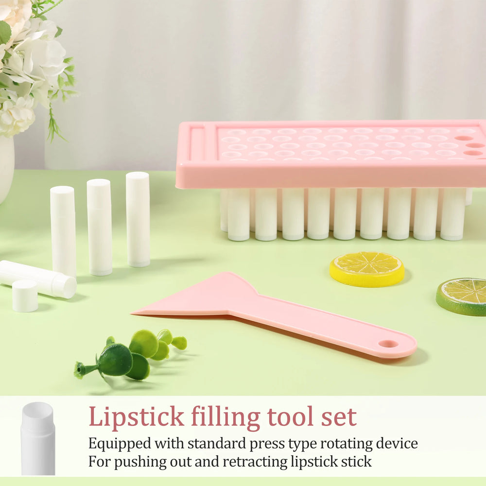 50-Piece Twist-Up Lip Balm Tube Kit | Filling Tray & Spatula | Braviixx