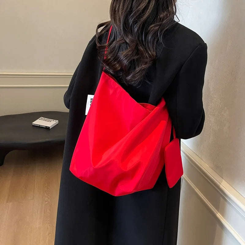 Slouchy Nylon Tote Bag | Open Top & Minimalist Design | Braviixx