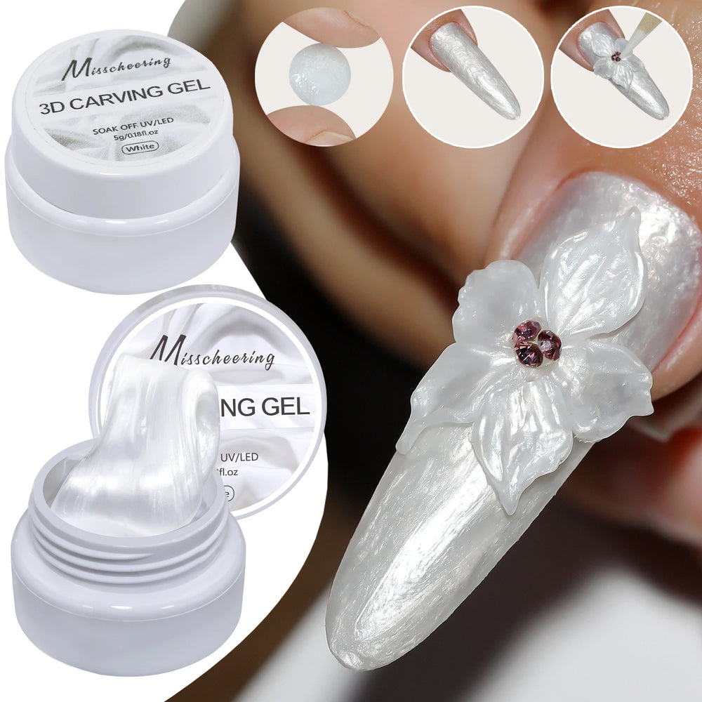 5ml White 3D Carved Nail Art Gel | Sculpting & Design Options | Braviixx