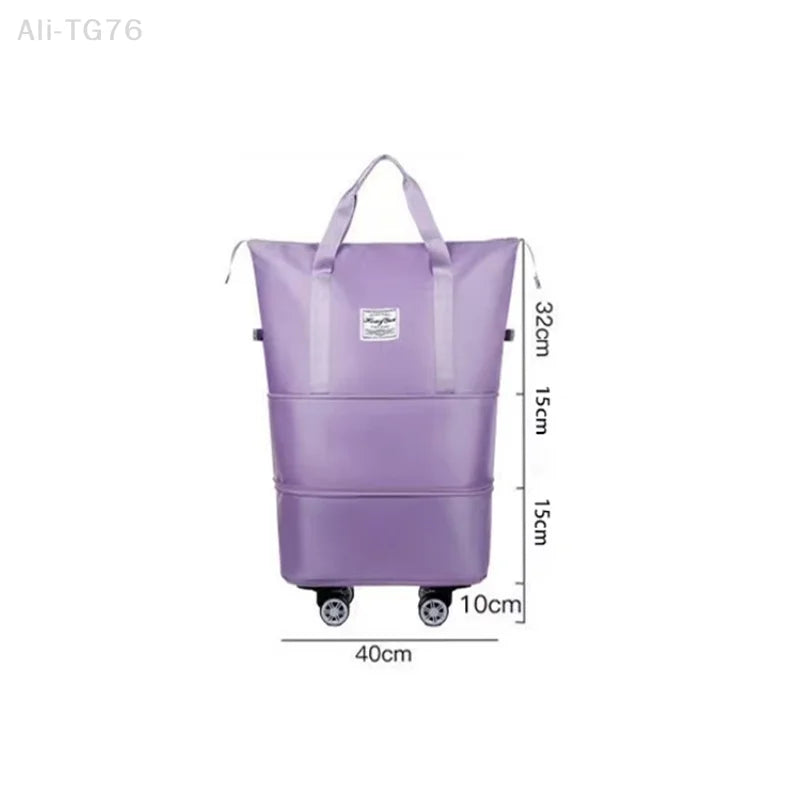 Expandable Rolling Travel Tote | Two-Level Expansion & Wheels | Braviixx