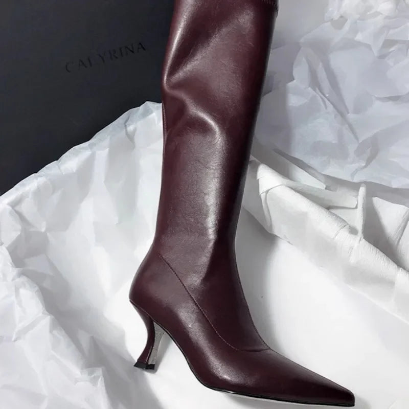 Women's Pointed-Toe Knee-High Boots | Sculpted Heel | Braviixx
