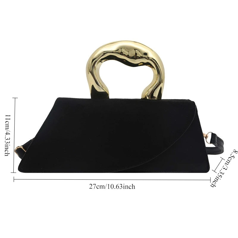 Sculpted Handle Handbag | Asymmetric Flap & Crossbody Strap | Braviixx