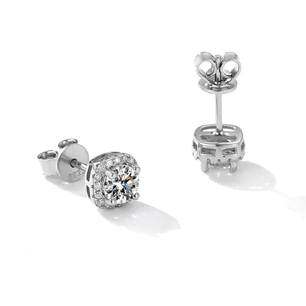 0.5/1/2CT Square Moissanite Stud Earring for Women Men D Color Diamond S925 Silver Plated 18K White Gold Ear Studs GRA Certified