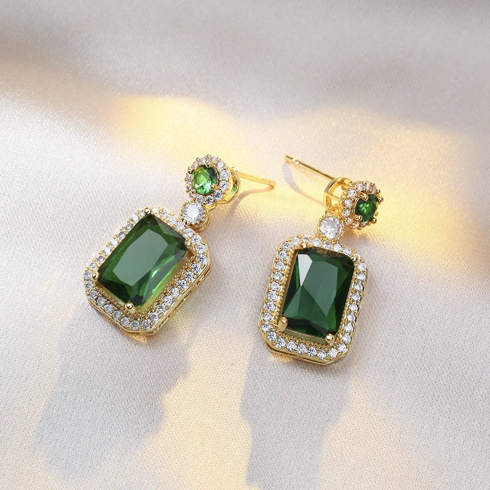 Green Rhinestone Necklace, Earrings & Ring Set | Braviixx
