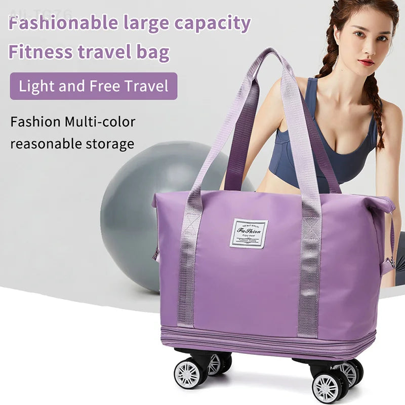 Expandable Rolling Travel Tote | Two-Level Expansion & Wheels | Braviixx