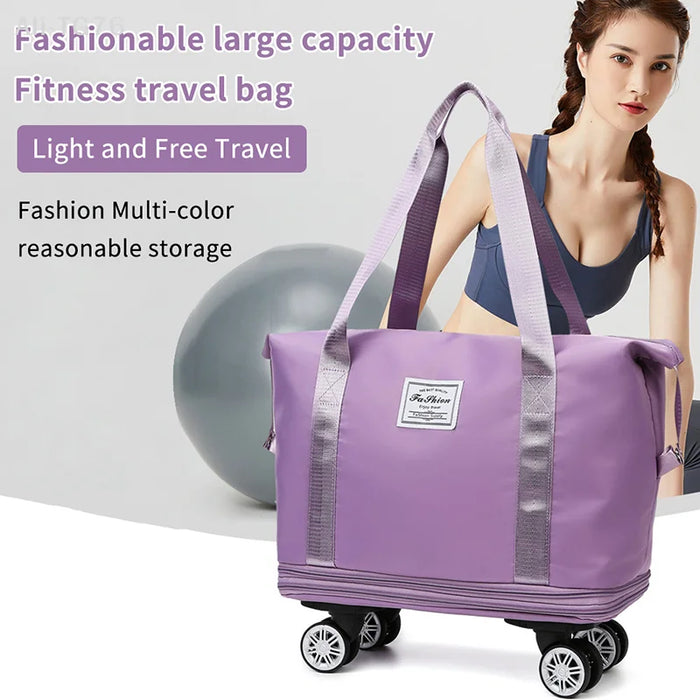 Expandable Rolling Travel Tote | Two-Level Expansion & Wheels | Braviixx