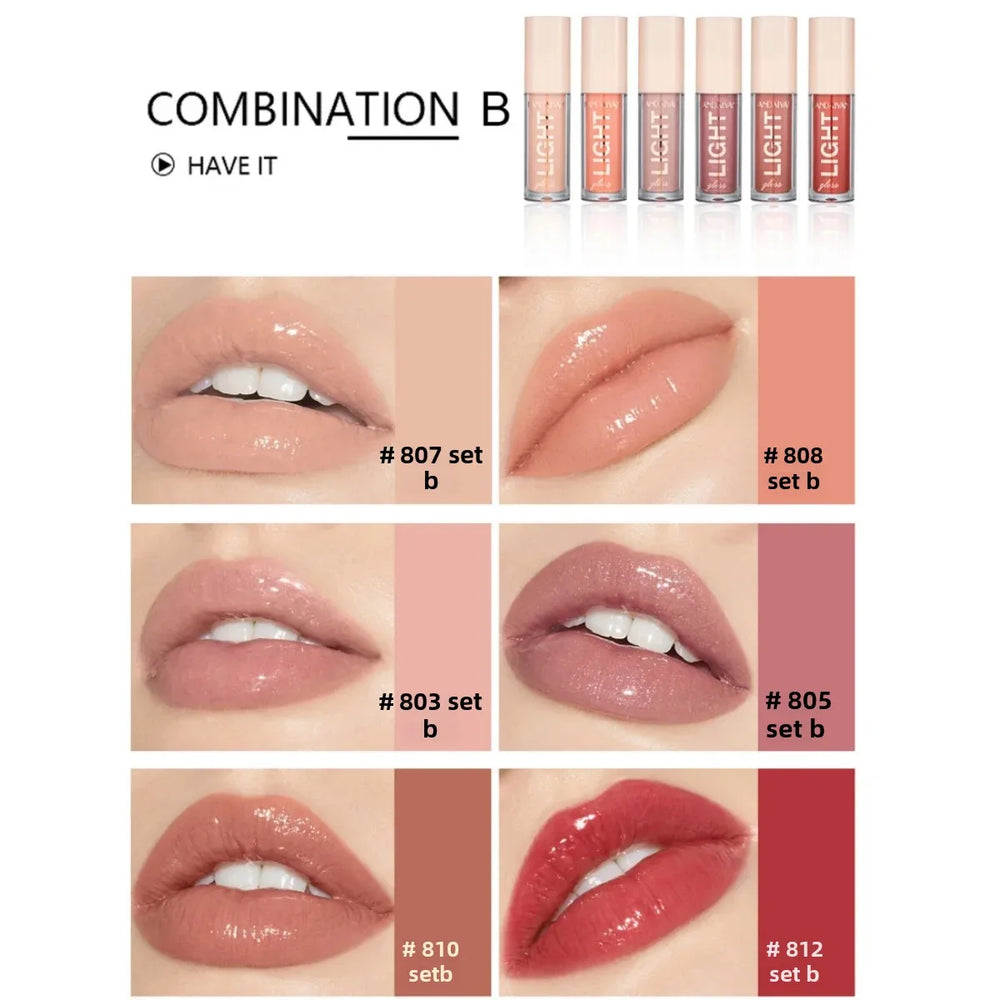 6-Piece Lip Gloss Set | Liquid Lip Stain | A/B Shade Collections | Braviixx