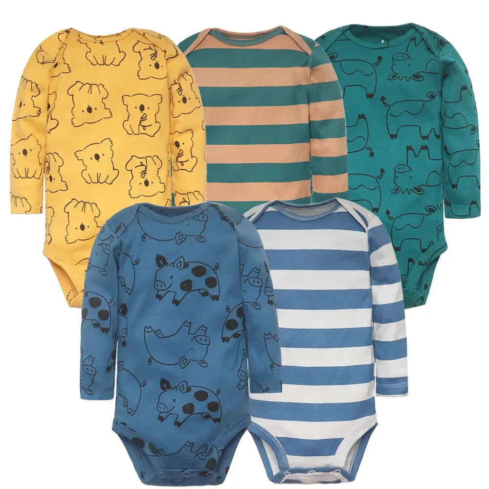 5-Pack Long-Sleeve Baby Bodysuits | Braviixx