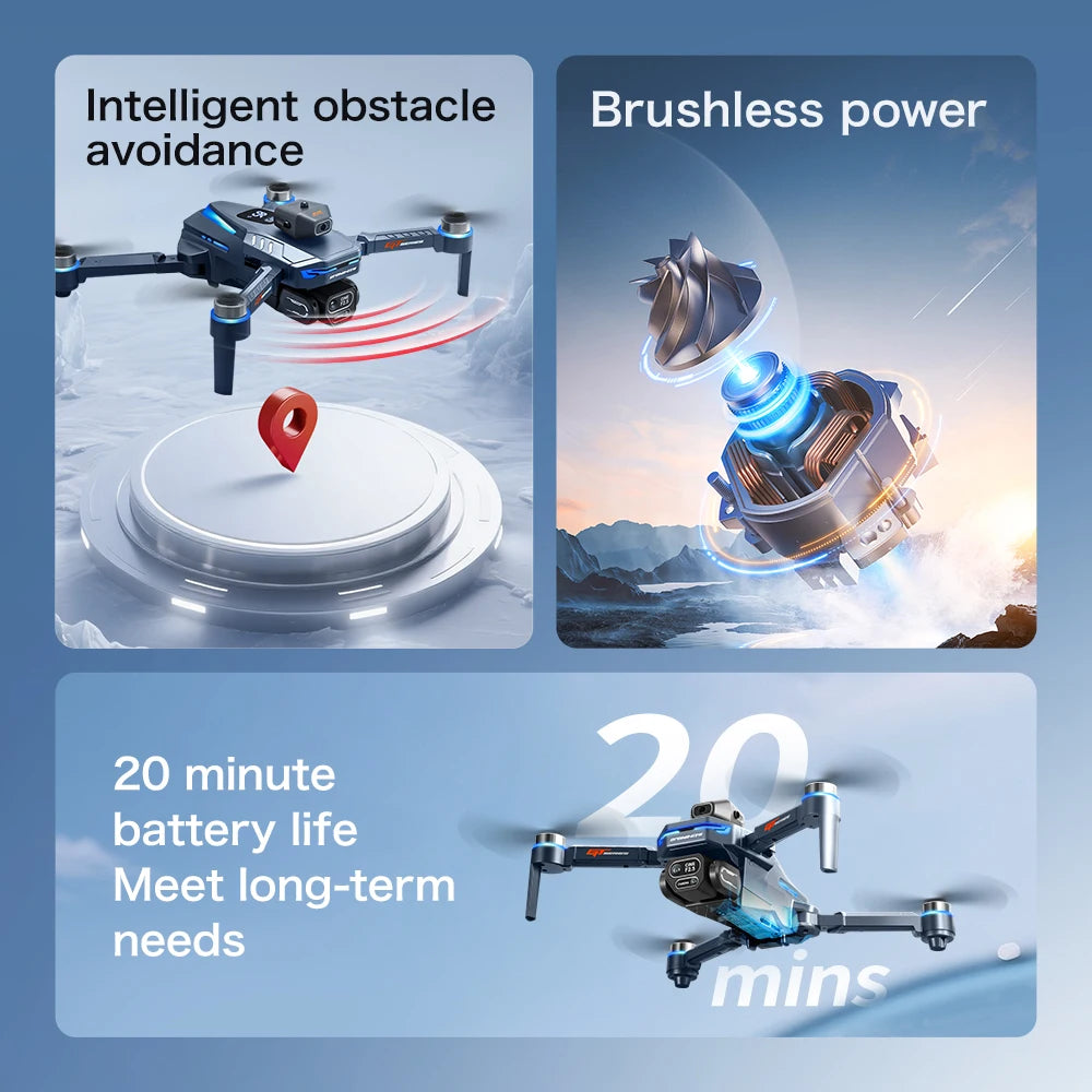 GPS Camera Drone with Screen Remote | 4K/6K/8K HD Foldable Quadcopter | Braviixx