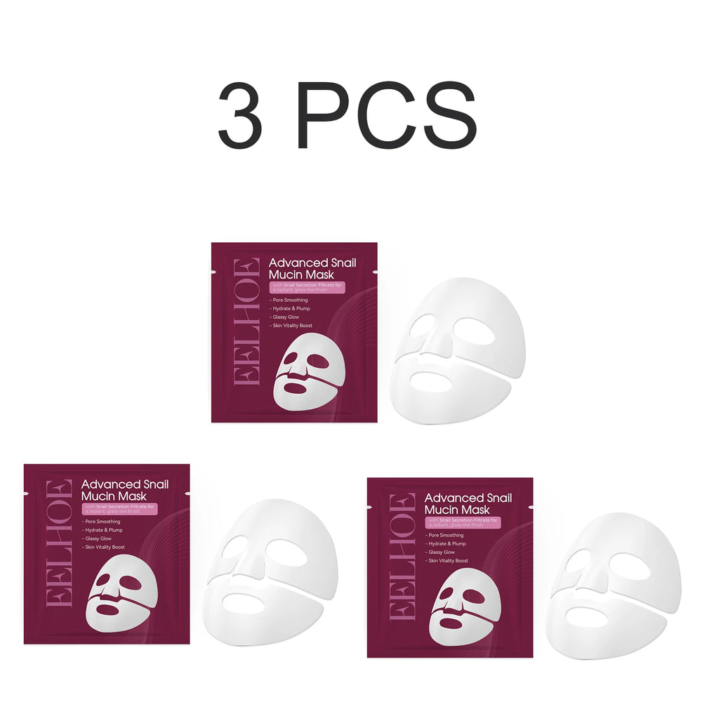 Snail Mucin Face Mask Hydrating Plump Glow Pore Smoothing Sheet Mask Snail Secretion Filtrate Glass Skin Brightens Complexion
