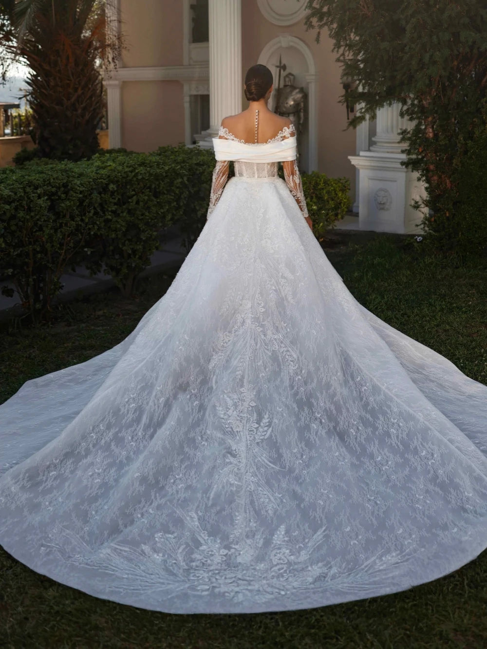 Beaded A-Line Wedding Dress | High Neck & Long Sleeves | Braviixx