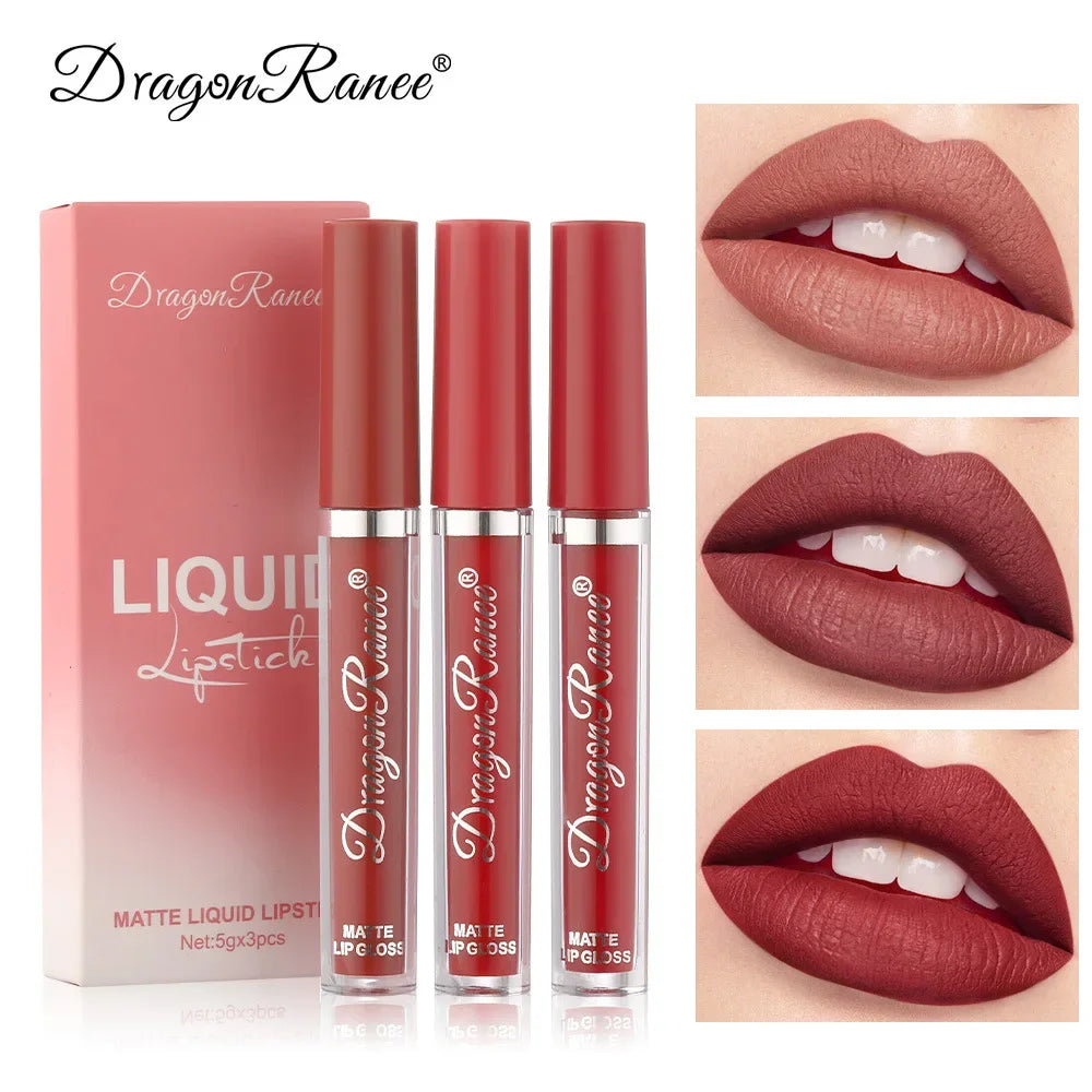3-Piece Matte Liquid Lipstick Set | A-D Shade Collections | Braviixx
