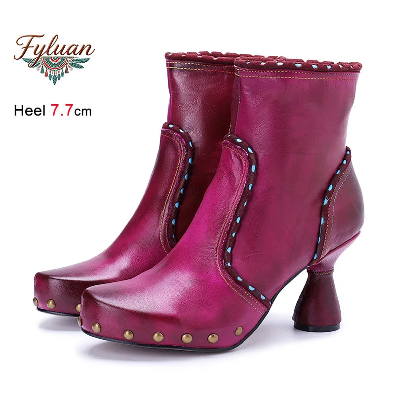 Platform Ankle Boots | Rivets & Spool Heel | Braviixx