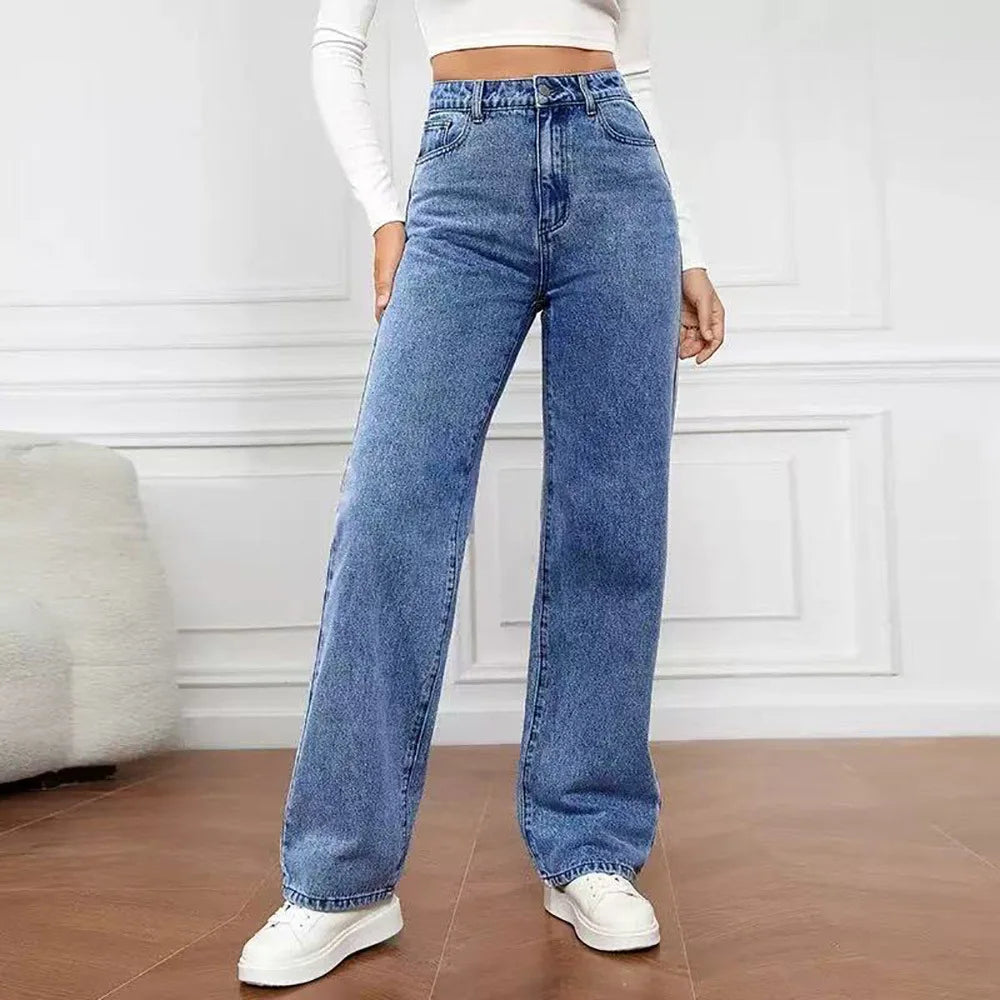 European and American Retro Trendy Washed Jeans for Women 2026 Spring and Autumn New Fashion Versatile Straight Long Pants