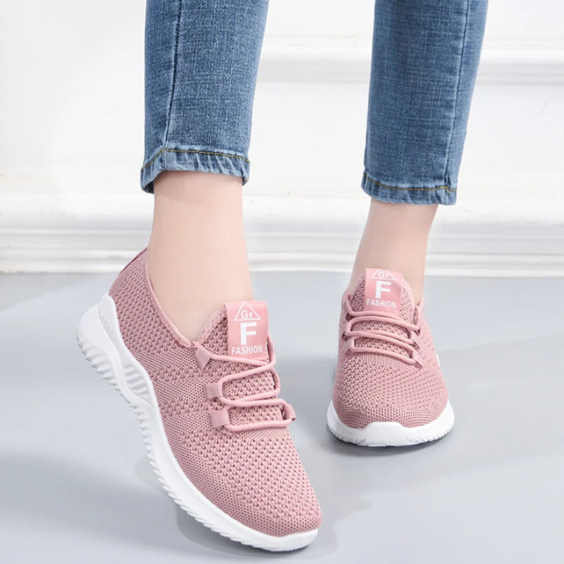 Comfortable Women's Casual Sneakers Summer Breathable Flat Shoes Fashion Women Sneakers Versatile Lace-Up Running Shoes 2026 New