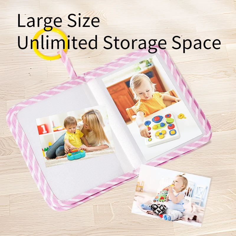 Baby Photo Album | Soft Cloth Cover, Mirror & Hanging Ring | Braviixx